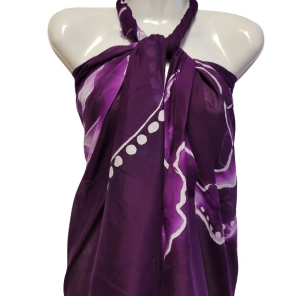 Womens Sarong Cotton Wrap, Handpainted Batik Wrapskirt Beach Pareo Beachwear-NEW - Picture 5 of 7